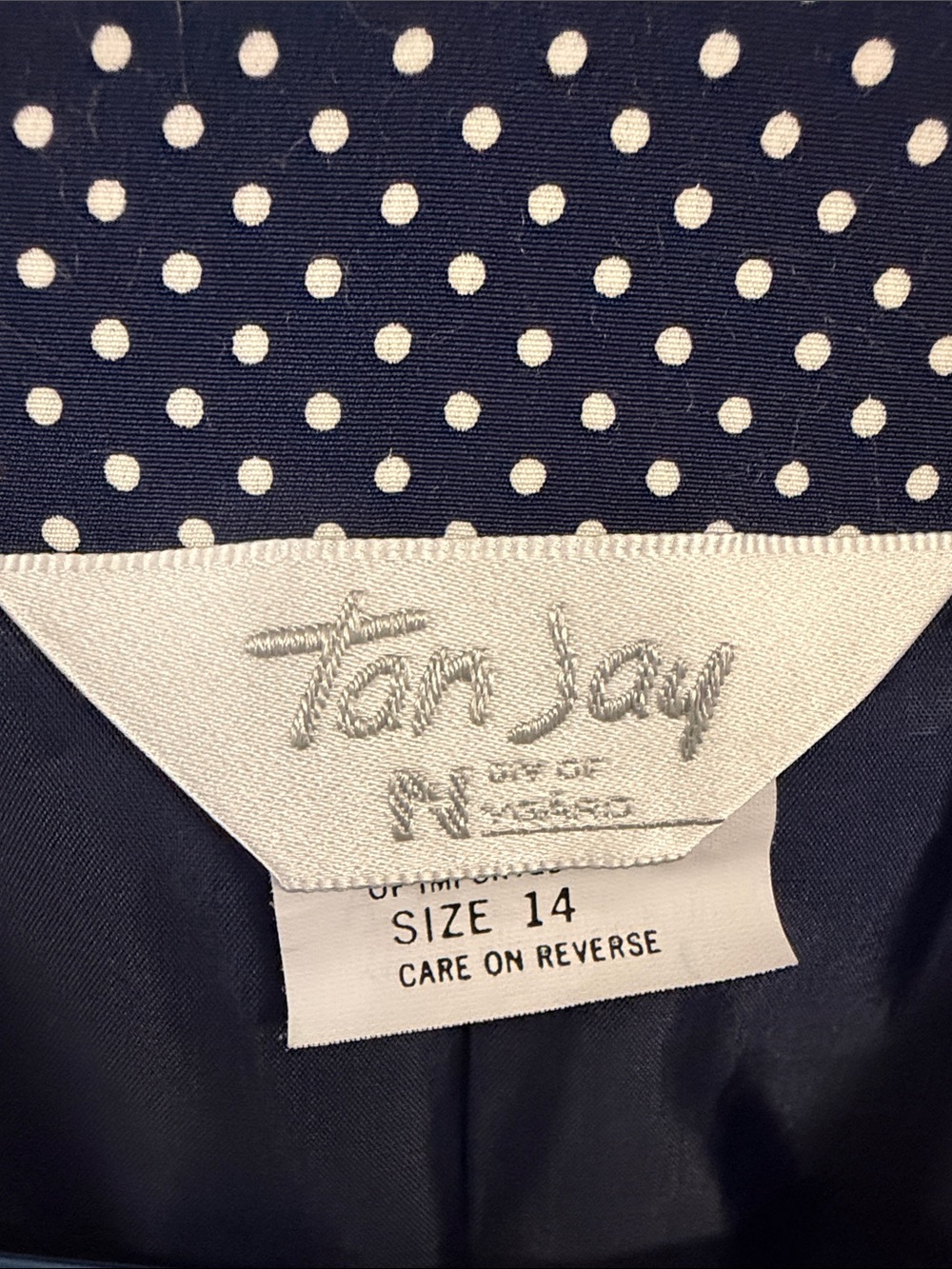 TanJay Navy and White Polka Dot skirt and jacket - Picture 5 of 5